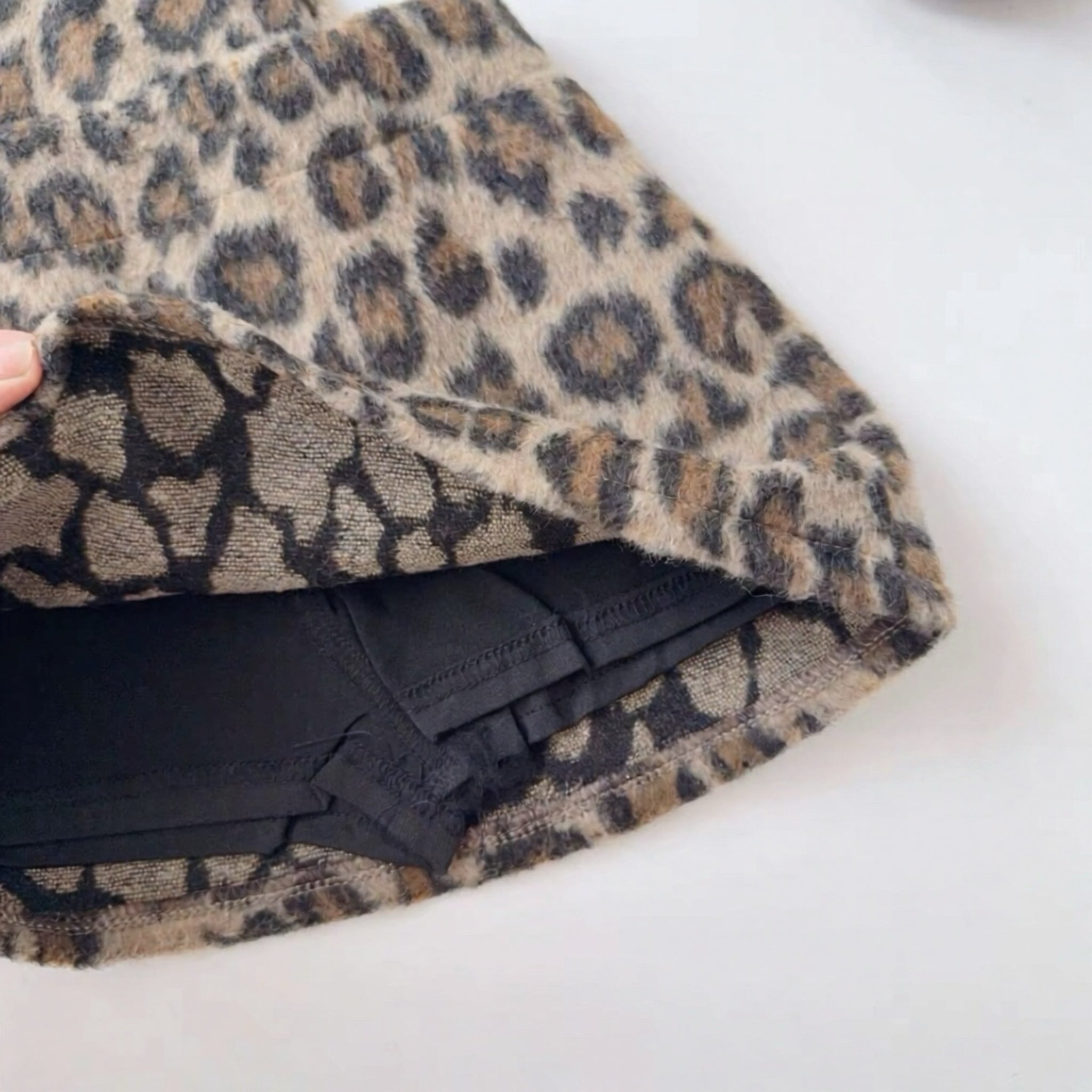 fuzzy leopard skirt